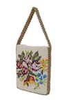 The Leather Garden_White Embellished Handmade Floral Bead Handbag _Online_at_Aza_Fashions