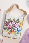 Shop_The Leather Garden_White Embellished Handmade Floral Bead Handbag _Online_at_Aza_Fashions