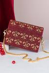 Buy_The Leather Garden_Maroon Embellished Crossbody Bag _at_Aza_Fashions