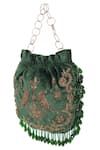 The Leather Garden_Green Embellished Potli Bag _Online_at_Aza_Fashions