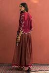 Shop_Naaz By Noor_Maroon Chanderi, Printed , Round Short Kurta And Palazzo Set_at_Aza_Fashions