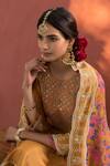 Buy_NAAZ BY NOOR_Yellow Chanderi Round Embroidered Kurta Set _Online_at_Aza_Fashions
