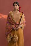 Shop_NAAZ BY NOOR_Yellow Chanderi Round Embroidered Kurta Set _Online_at_Aza_Fashions