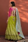 Shop_Naaz By Noor_Green Chanderi, Printed Zari V Neck Embroidered Lehenga Set_at_Aza_Fashions