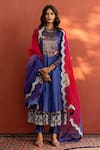 Buy_Naaz By Noor_Purple Organza, Chanderi Round Embroidered Anarkali Set _at_Aza_Fashions