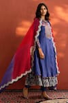 Naaz By Noor_Purple Organza, Chanderi Round Embroidered Anarkali Set _Online_at_Aza_Fashions