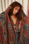 Buy_Nikita Mhaisalkar_Maroon Crepe Straight Collar Printed Kaftan _Online_at_Aza_Fashions