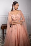 Shop_PARUL GANDHI_Peach Organza Embroidery Sweetheart Neck Gown _Online_at_Aza_Fashions