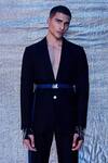 Buy_Line out line_Black Cotton Plain Cut Work Back Blazer  _Online_at_Aza_Fashions