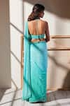 Shop_Chamee and Palak_Blue Saree Georgette Embellished Sequins Plunge V Ivy With Bralette  _at_Aza_Fashions