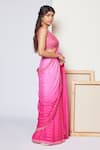 Buy_Chamee and Palak_Pink Saree Georgette Embellished Sequins Plunge V Ivy With Bralette  _Online_at_Aza_Fashions