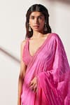 Shop_Chamee and Palak_Pink Saree Georgette Embellished Sequins Plunge V Ivy With Bralette  _at_Aza_Fashions