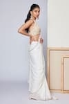 Chamee and Palak_White Saree Georgette Embellished Sequins Halter Ivy With Bralette  _Online_at_Aza_Fashions