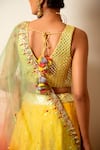 Shop_Loka by Veerali Raveshia_Yellow Chanderi Silk Embroidered Resham Work V Mirror Lehenga Set  _Online_at_Aza_Fashions