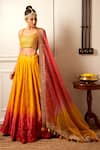 Buy_Loka by Veerali Raveshia_Yellow Chanderi Silk Embroidered Thread Work V Mirror Lehenga Set _at_Aza_Fashions