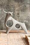 Buy_H2H_Grey Ceramic Fearless Bull Sculpture _at_Aza_Fashions