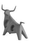 Shop_H2H_Grey Ceramic Fearless Bull Sculpture _at_Aza_Fashions