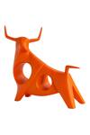 Shop_H2H_Orange Ceramic Fearless Bull Sculpture _at_Aza_Fashions