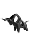 H2H_Black Ceramic Charging Bull Sculpture _Online_at_Aza_Fashions