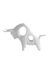 Shop_H2H_White Ceramic Charging Bull Sculpture _at_Aza_Fashions