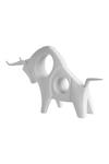 H2H_White Ceramic Charging Bull Sculpture _Online_at_Aza_Fashions