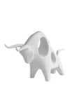 Buy_H2H_White Ceramic Charging Bull Sculpture _Online_at_Aza_Fashions