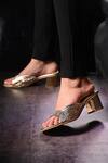 Buy Miraki Gold Textured Block Heels at Aza Fashions Buy_Miraki_Gold Textured Block Heels _at_Aza_Fashions