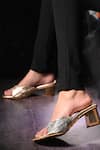 Miraki Gold Textured Block Heels Online at Aza Fashions Miraki_Gold Textured Block Heels _Online_at_Aza_Fashions