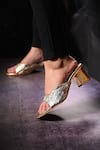 Buy Miraki Gold Textured Block Heels Online at Aza Fashions Buy_Miraki_Gold Textured Block Heels _Online_at_Aza_Fashions