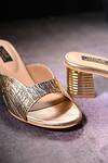 Miraki Gold Textured Block Heels at Aza Fashions Miraki_Gold Textured Block Heels _at_Aza_Fashions