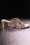 Miraki_Gold Metallic Block Heels _at_Aza_Fashions