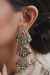 Shop_Hyperbole_Silver Plated Floral Tiered Danglers _at_Aza_Fashions