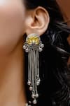 Shop_Hyperbole_Silver Plated Floral Tassel Long Earrings _at_Aza_Fashions