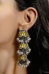 Shop_Hyperbole_Silver Plated Floral Tiered Danglers _at_Aza_Fashions