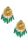 Buy_Hyperbole_Gold Plated Bead Stone Drop Floral Earrings _at_Aza_Fashions