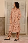 Buy_Ayaka_Peach 100% Soy Organic Cotton Embroidery Collared Neck Printed Tunic  _at_Aza_Fashions