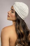 Shop_Hair Drama Co_Off White Rhinestone Work Turban _at_Aza_Fashions