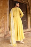 Shop_Gulabo Jaipur_Yellow , Organza, Pure Modal V Neck Embroidered Anarkali Set _at_Aza_Fashions