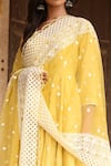 Gulabo Jaipur Yellow , Organza, Pure Modal V Neck Embroidered Anarkali Set at Aza Fashions Gulabo Jaipur_Yellow , Organza, Pure Modal V Neck Embroidered Anarkali Set _at_Aza_Fashions