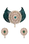 Buy_Anayah Jewellery_Green Gold Plated Kundan Pendant Choker Set _at_Aza_Fashions