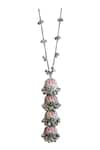 Buy_Hyperbole_Silver Plated Floral Tiered Pendant Necklace _at_Aza_Fashions