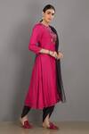 Asaga_Pink Anarkali Chanderi Silk, Cotton Pant Mul Cotton Dupatta Organza Set _Online_at_Aza_Fashions