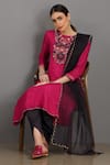 Buy_Asaga_Pink Anarkali Chanderi Silk, Cotton Pant Mul Cotton Dupatta Organza Set _Online_at_Aza_Fashions