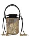 Shop_The Leather Garden_Black Embellished Bucket Bag _at_Aza_Fashions