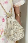 Buy_Bhavna Kumar_White Pearls Bead Tassel Potli Bag _at_Aza_Fashions