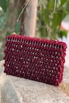 Buy_Bhavna Kumar_Maroon Embroidered Crystal Box Clutch _at_Aza_Fashions