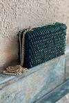 Bhavna Kumar_Green Embroidered Crystal Box Clutch With Sling _Online_at_Aza_Fashions