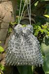 Buy_Bhavna Kumar_Silver Embroidered Velvet Potli Bag _at_Aza_Fashions
