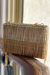 Bhavna Kumar_Gold Embroidered Fringe Box Clutch_Online_at_Aza_Fashions
