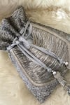 Shop_Bhavna Kumar_Silver Cutdana Faux Silk Potli Bag _at_Aza_Fashions